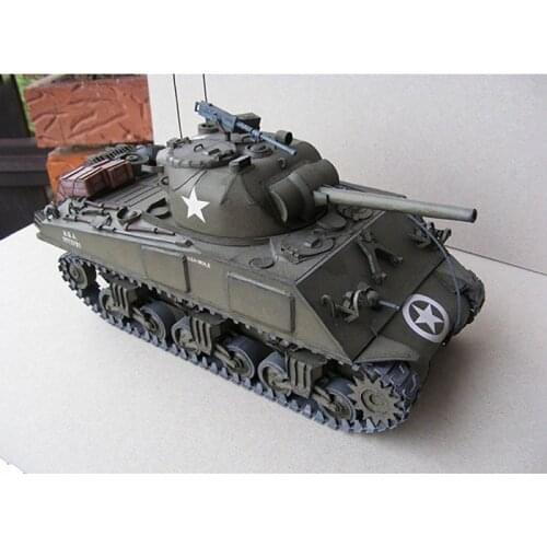 1:25 U.S. Sherman M4A3 Medium Tank Emulational DIY 3D Paper Card Model Building Set Educational Military Model Construction Toys
