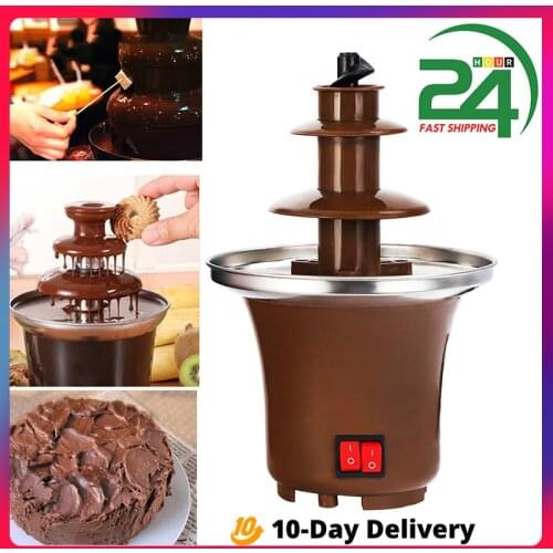Mini Chocolate Fountain Three Layers Electric Chocolate Melting Machine Household Triple Heating Cheese Fondue Chocolate Machine