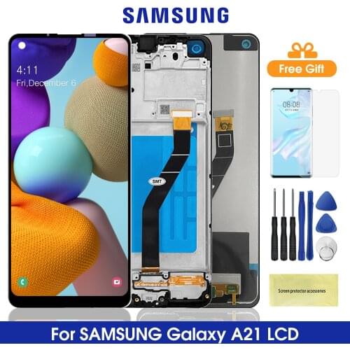 Original 6.5" A21 Display For Samsung Galaxy A21 A215 LCD Touch Screen Digitizer With Frame Assesmbly For Samsung A215 A215U