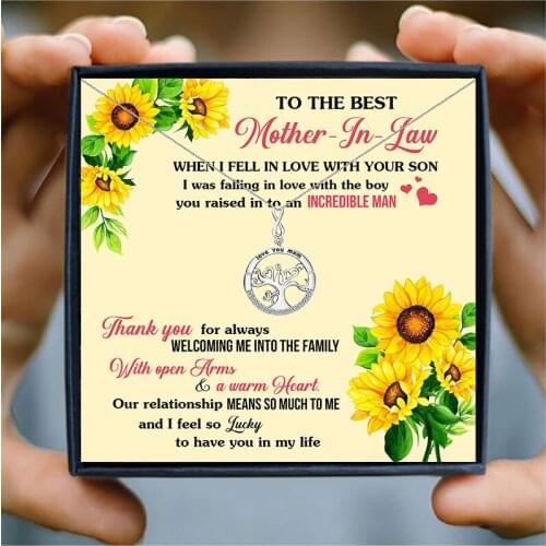 Tree of Life Women Necklace for Mother in law Love You Mom Tree Pendant Necklace Jewelry Gift Ideas for Mother Birthday