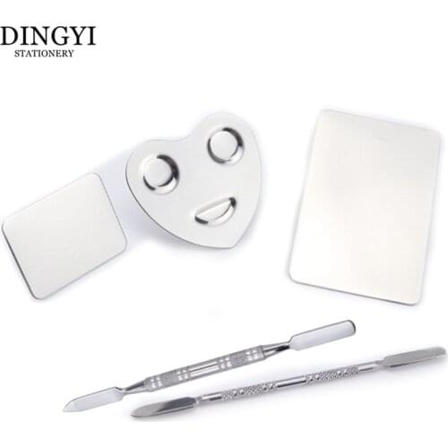 Stainless Steel Ring Nail Art Palette DIY Cosmetic Makeup Gel Polish Mixing Paint Manicure Tool Pigment Metal Paint Palette