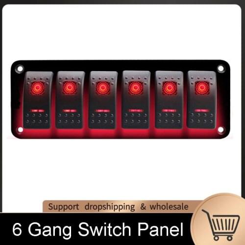 4/ 6 Rocker Switch Panel Waterproof Toggle Boat Car Switch Panel 12 V~24 V Overload Protection with LED Light Russia Warehouse