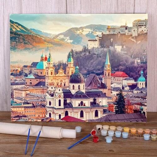 Landscape Painting By Numbers Package Oil Paints 40*50 Oil Painting New Design For Children Wall Art Wholesale