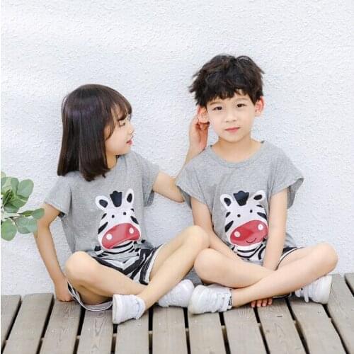 New Summer Cotton Kids Pyjamas Clothing Suit Boy Girl Sleepwear Panda Cartoon Nightwear Pajama Set Baby Inflant Toddler Clothes