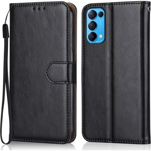Folio Luxury Leather Case for On OPPO Reno5 K 5G Wallet Stand Flip Case Phone Bag with Strap