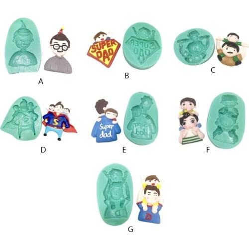 Fathers Day Elements Silicone Molds for Baking Fondant Cake Crystal Epoxy Non-Stick DIY Mould Home Kitchen Bar Supplies Baking