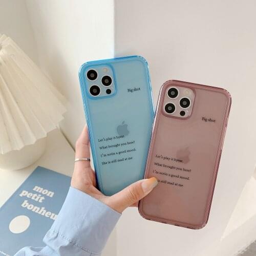 Blue Gray Transparent Phone Cases for iPhone 12 Pro Max 11 pro max X XS XR 7 8 Plus SE 2020 Shell Soft Cover