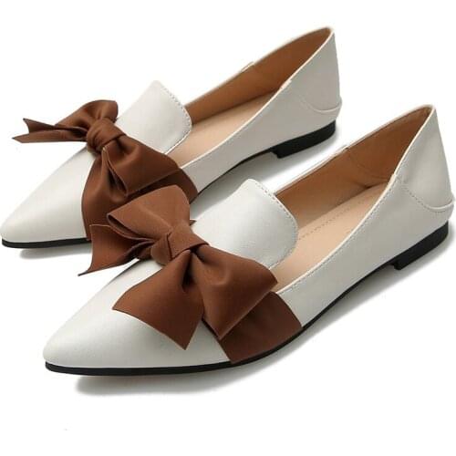 Pointed Toe Flats Korean Style Women Leather Shoes Luxury Shoes Women Designers Creepers Slip On Shoes For Women Big Size 43