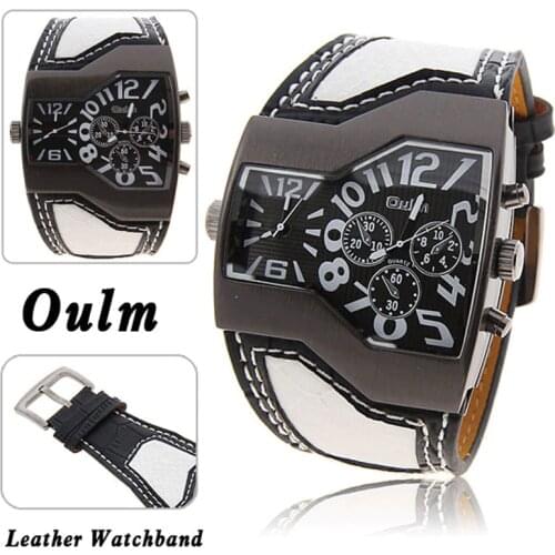 Unique Designer Quartz Watch For Men Luxury Brand OULM Army Military Mens Wrist Watches Waterproof Dual Time Zons Sports Watches