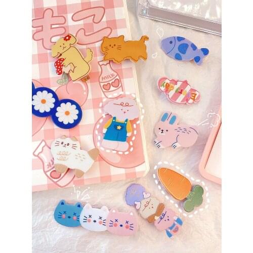 W&G Cartoon Acrylic Side Clip Word Clip Girl Heart Child Bangs Clip Cute Little Animal Headdress Side Clip 2021 Summer