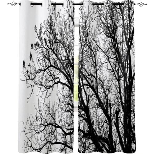 Black And White Trees Window Curtains Living Room Bedroom Kitchen Curtain For Children Drapes Window Treatment