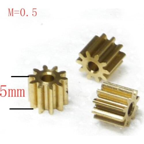 10pcs/lot 0.5M brass spur gear 10 11 12 13 14 15 16 17 18 19 20 teeth Motor Gear Metal Brass Gear Pinion