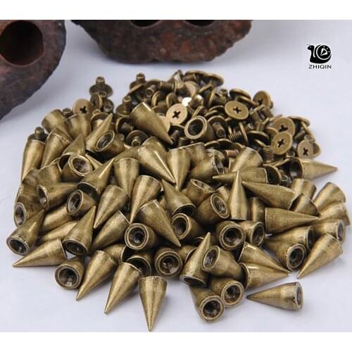 100sets 14mm Bronze Cone Spots Metal Studs Leathercraft Rivets Bullet Spikes Punk Spike For Shoe Garment Bracelet Pet Collars