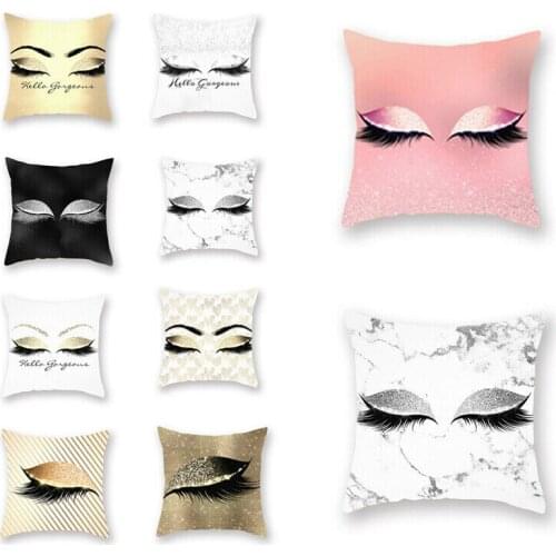 2019 Glitter Eyelash Lash Rectangle Cushion Cover Sequins Printed Throw Pillow Cases Reversible Cushion Covers Home Sofa Decor