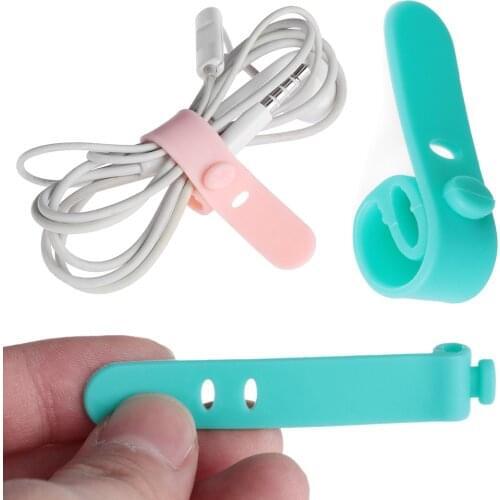 4/8PCS Silicone Organizer Winder Straps Headphones Soft Tape USB Wire Cable Tie Utensil Organize Storage Holder Earphone Clips