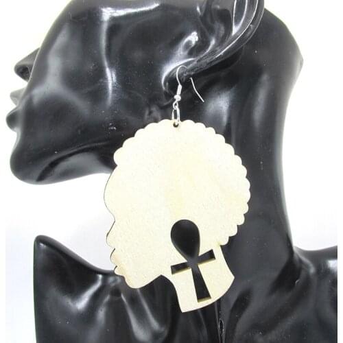 5pairs/lot 2016 Newest Ankh Head Wood Earrings