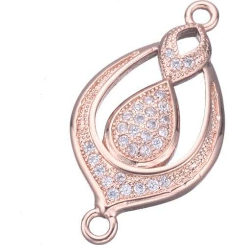 5 pieces Zircon Turkey Charms For Bracelets Jewelry Diy Craft Rose Gold Connectors Jewelry Fingdings