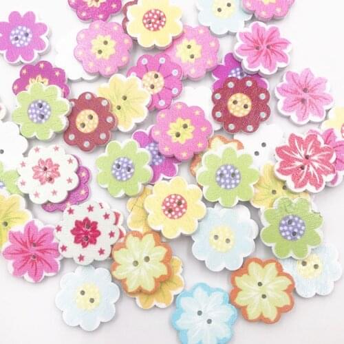 50pcs Mix Sunflowers Wooden Buttons Fit Sewing Scrapbooking decoration 20mm WB740