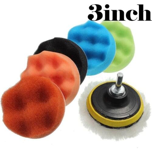 7pcs/set Sponge Waxing Buffing Pads Set For Car Polisher Tool Car Cleaning Kit
