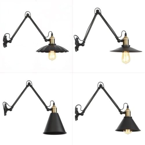 American industrial retro lamps living room hall adjustable double dining room bedroom bedside wall lamp