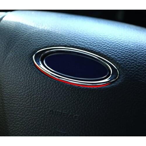 Stainless Steel Car Steering Wheel Logo Circle Trim Stickers for Ford Everest Explorer Ranger 2015 2016 2017 Cars