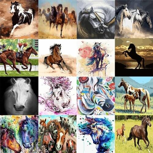 Frameless Horse Painting DIY Paint By Number Animals Kit Coloring By Numbers Wall Art Picture Acrylic Paint On Canvas Home Decor