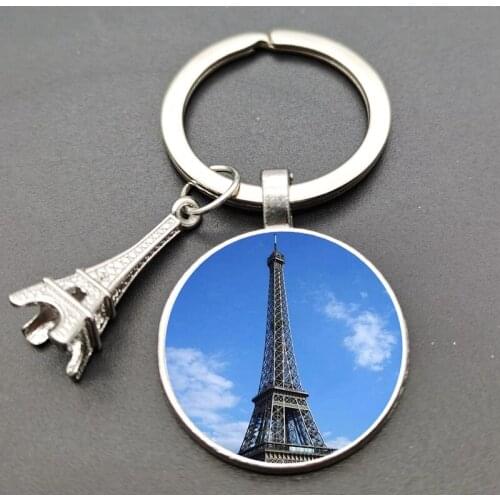 Eiffel Tower Keychain Dome Alloy Keychain Same Style for Men and Women