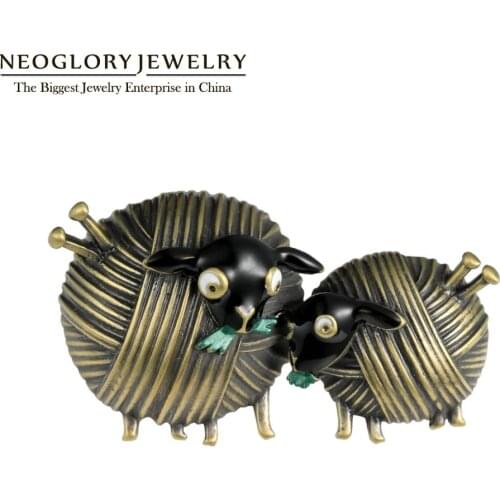 Neoglory New Creative Design Funny Cartoon Sheep Animal Brooches Antique Looking Enamel Pins Badges Birthday Gift For Friend
