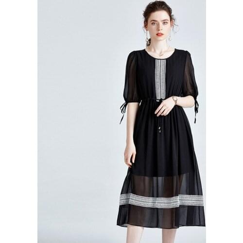 Black White Striped Floral Silk Dresses Women Fashion 2021 Summer Long Casual Sexy Office Work Daily Dress Plus Size Slim Fit