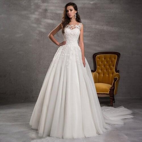 Eightale Plus size Wedding Dresses 2020 O-Neck Appliques Lace A-Line Princess Boho Wedding Bridal Gown vestido de noiva simples