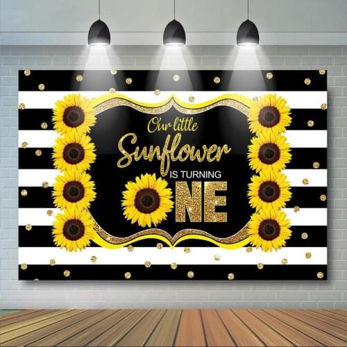 Sunflower 1st Birthday Backdrop Our Little Sunflower is Turning One Background Girls First Birthday Party Decor Banner