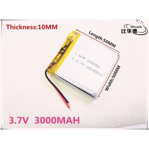 3.7V 3000mAh 105050 Lithium Polymer Li-Po li ion Rechargeable Battery cells For Mp3 MP4 MP5 GPS PSP mobile bluetooth