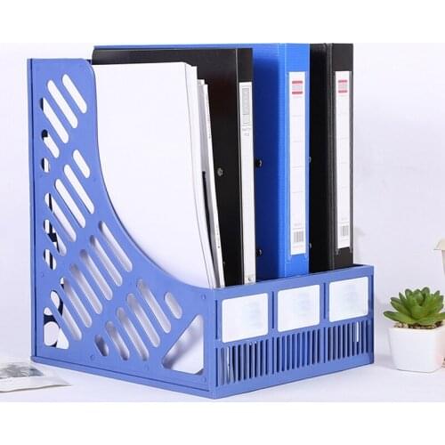 Office Document Tray 3-Grids Desk File Holder Plastic Mesh Shelf School Data Material Storage Rack for Books Test Papers