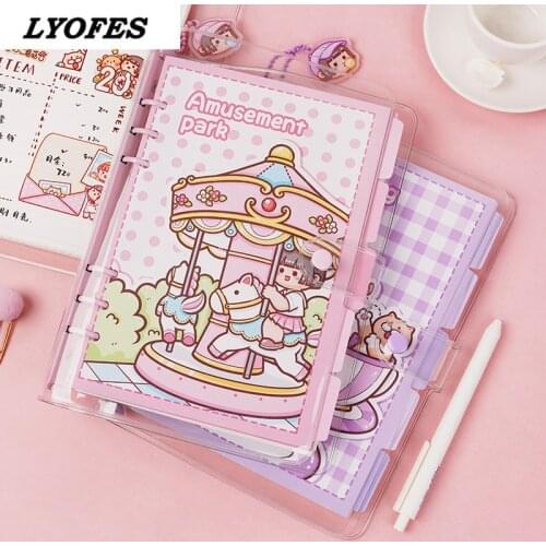 Cute Pvc Soft Transparent A5 A6 Loose-leaf Notebooks and Journals Diary Kawaii Daily Weekly Planner Notebook School Stationery