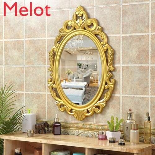 Fashion Luxury New European Retro Bathroom Wall-Hanging Mirror Hairdressing Mirror Tattoo Makeup Mirror Home Decoration