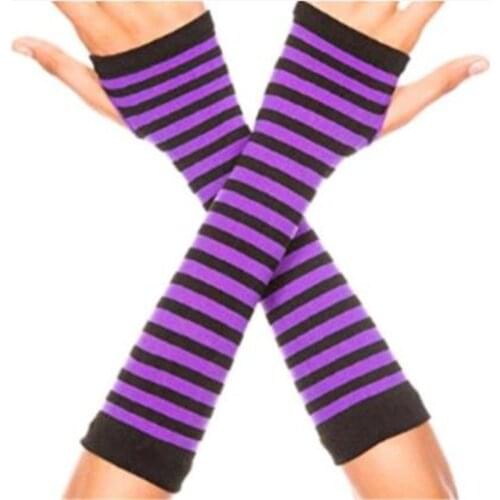 Fashion Women Lady Striped Elbow Gloves Warmer Knitted Long Fingerless Gloves Elbow Mittens Christmas Accessories Gift Wholesale