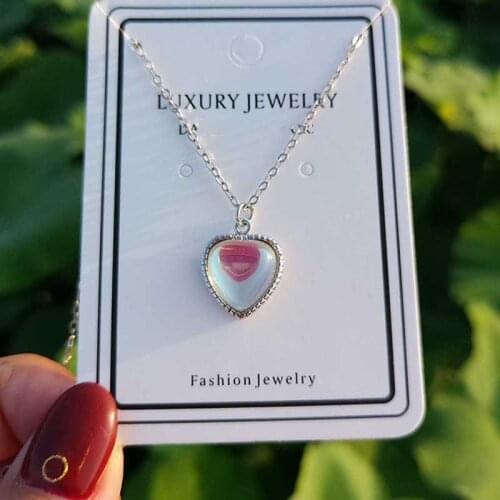New Arrive Fashion Small Moonstone Pendant For Women Love Heart Pendant Necklace Best Friend Gift Jewelry