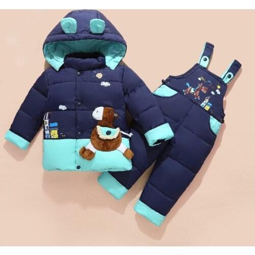 New Childrens Boy Girl Set 1~4 Years Old Baby Down Coat and Pants