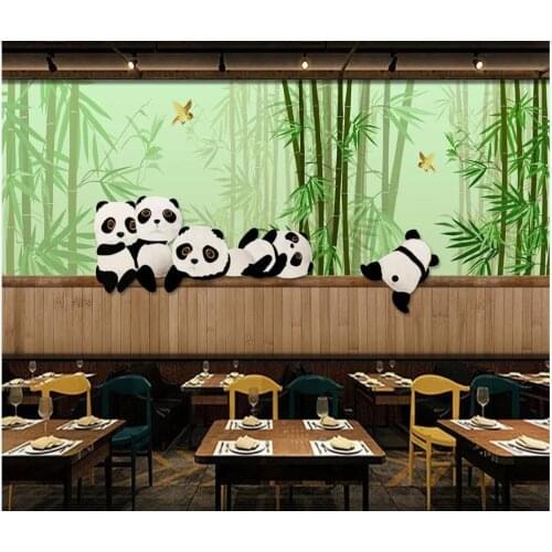 Custom photo wallpaper 3d mural wallpaper for walls 3 d Hand painted panda bamboo forest decorative painting background wall