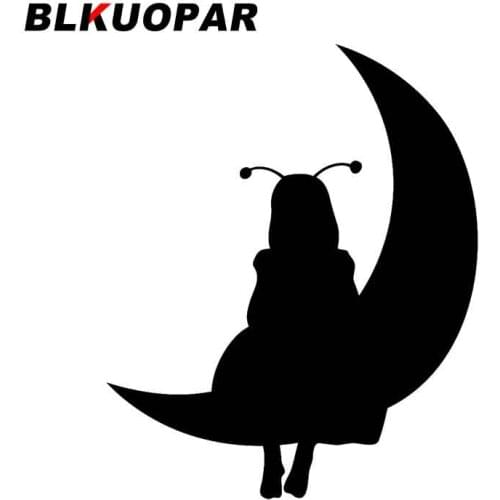 BLKUOPAR for Little Girl Silhouette Sitting on Moon Car Stickers Scratch-Proof Decal Car Accessories Sunscreen Motorcycle Decor