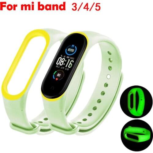 Luminous Silicone Strap for Mi Band 5 4 3 Replacement Wristband Soft Bracelet For Xiaomi Miband 5 4 Smartwatch Accessories