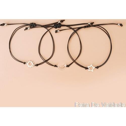 Sun & Moon Friendship Lover Couple Friend Family Wish You Me Promise Card With 3 card Adjustable Bracelet Gift Present