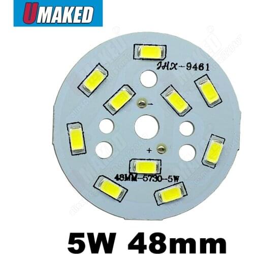 5W 48mm 550lm LED PCB with smd5730 chips installed, aluminum plate base for bulb light, ceiling light, LED lamps