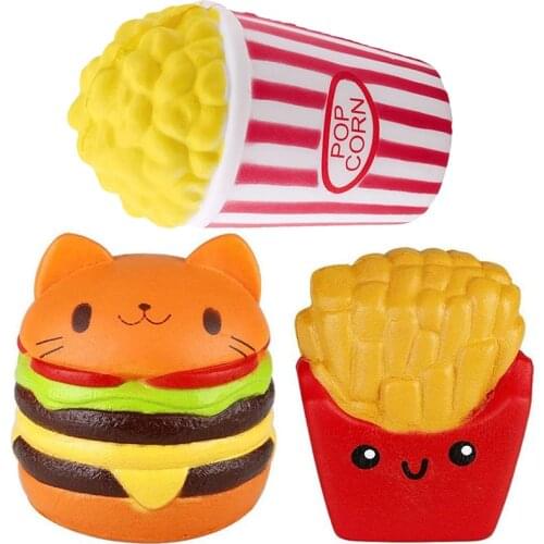 Jumbo Squishy Kawaii Hamburger Popcorn French fries Squishies Slow Rising Stress Relief Squeeze Toys for Kids Anti-Stress Toy