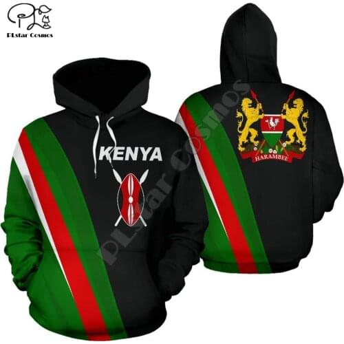 Men kenya flag 3d printed hoodie long sleeve Sweatshirts jacket women unisex pullover tracksuit with hood hoody autumn outwear