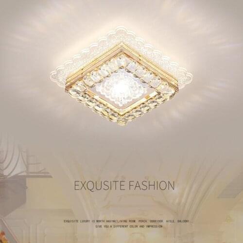 Three-color dimming led crystal ceiling lamp modern minimalist bedroom living room porch corridor ceiling lamp