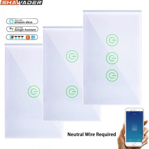 Wall Smart Wifi Touch Light Switch 1/2/3 Gang Glass Screen Touch Panel Voice Remote Control Wireless work with Alexa Google Home