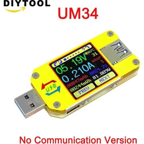 Usb тестер UM34/UM34C DC Voltmeter Ammeter Voltage Current Tester Voltage battery Charge USB Tester