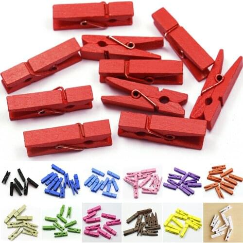 20Pcs Colorful Wooden Clips Spring Photo Clips Clothespin Party Wedding Craft Decoration Clips School Office Supplies