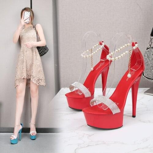 Womens Gladiator Sandalias Mujer 2021 High Heels 13/15 CM Platform Stiletto Female Sandals Stripper Pole Dance Shoes Plus 34-43